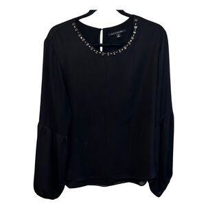 Zac & Rachel Embellished Blouse, XL, Women’s Top with Gem Details